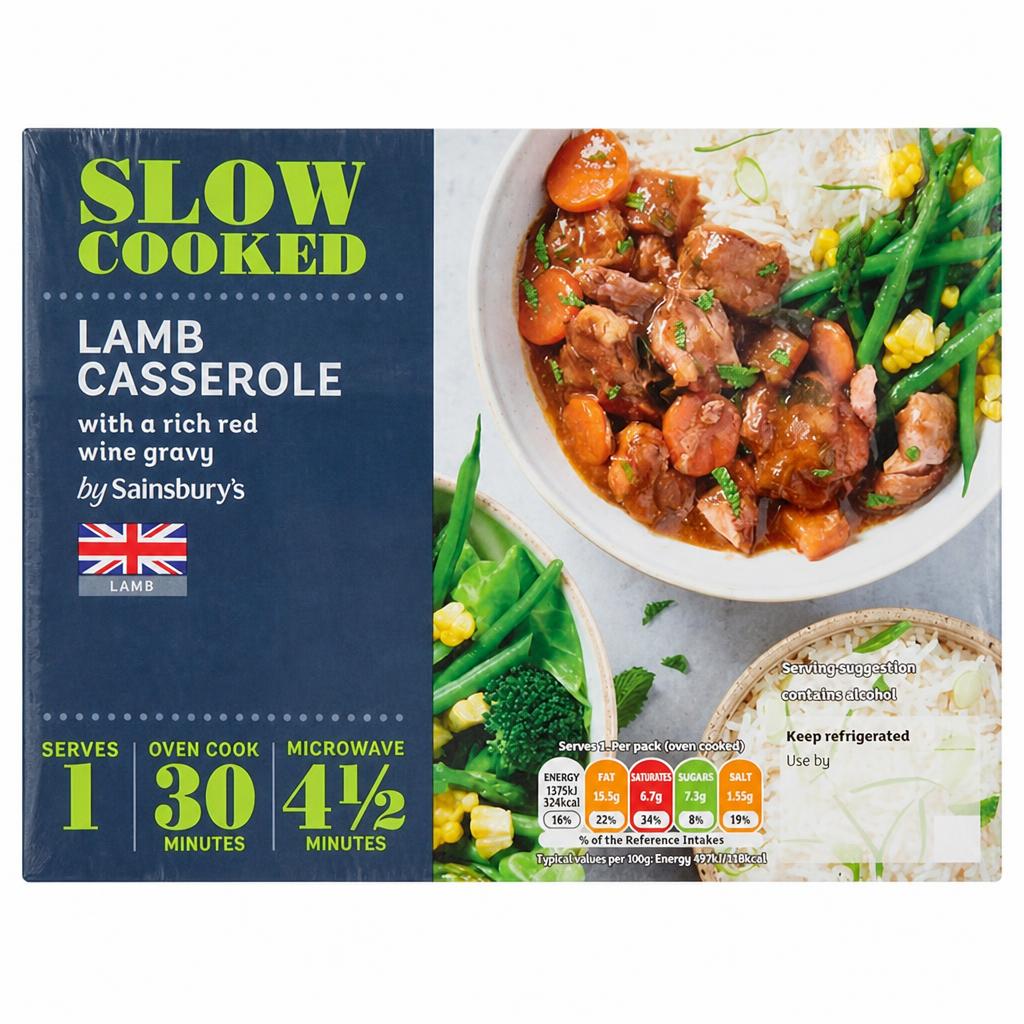 Sainsbury's Slow Cooked British Lamb Casserole With Rich Red Wine Gravy 300g (Serves 1)