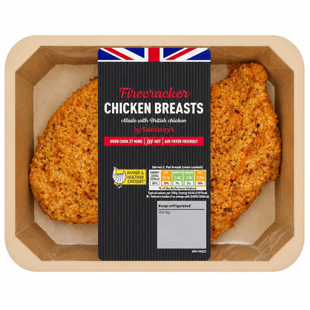 Sainsbury's Breaded Firecracker British Fresh Chicken Breast x2 350g