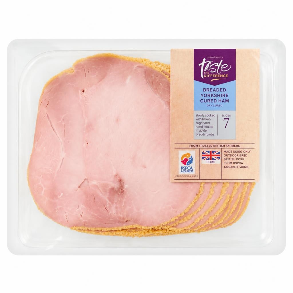 Sainsbury's Breaded British Yorkshire Cured Ham Slices, Taste the Difference x7 225g