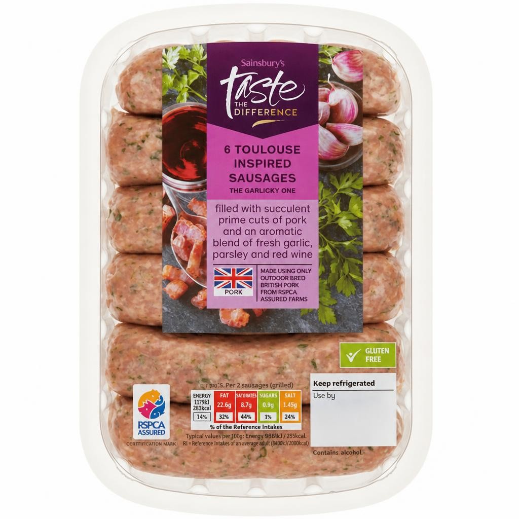 Sainsbury's Toulouse Inspired Sausages, Taste the Difference x6 400g