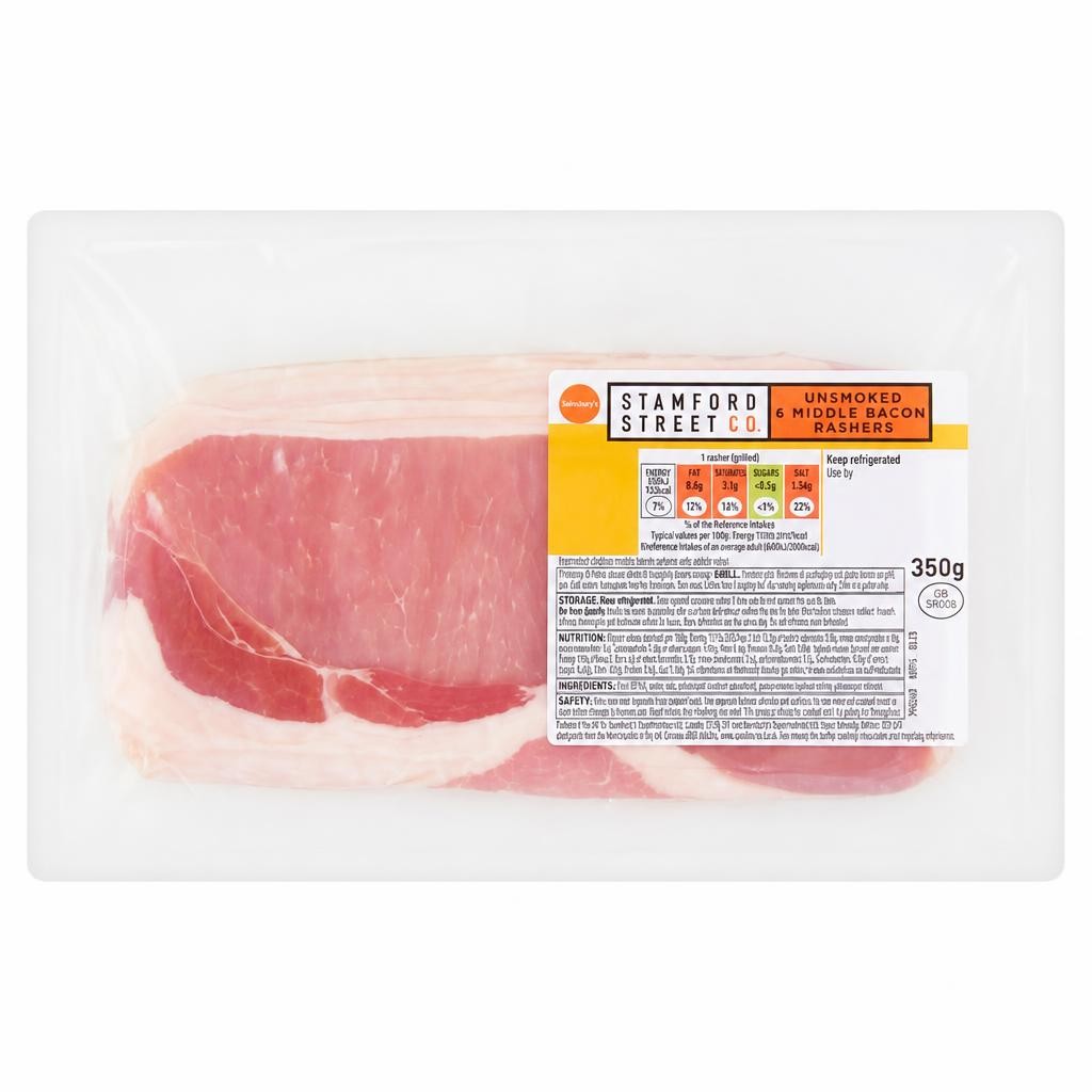 Stamford Street Co. Unsmoked Middle Bacon Rashers x6 350g