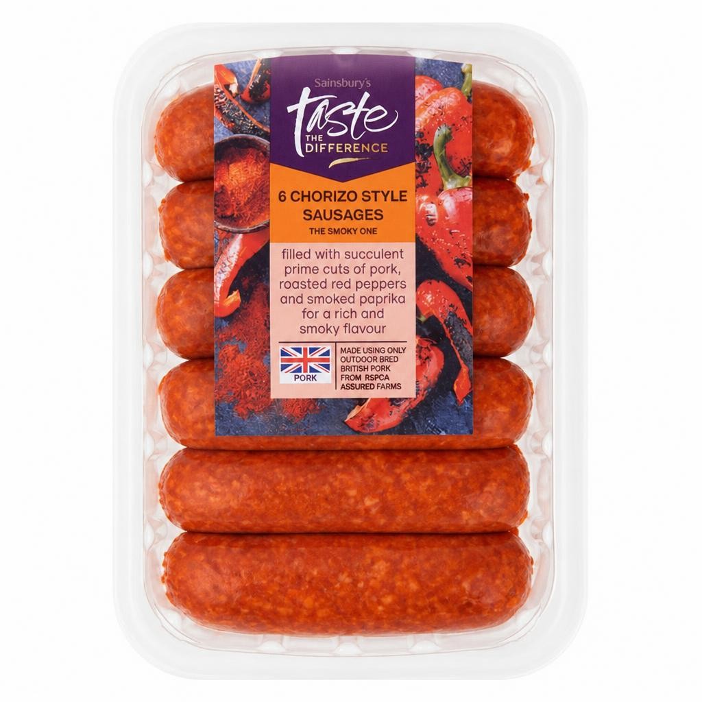 Sainsbury's Chorizo Style Sausages, Taste the Difference x6 400g