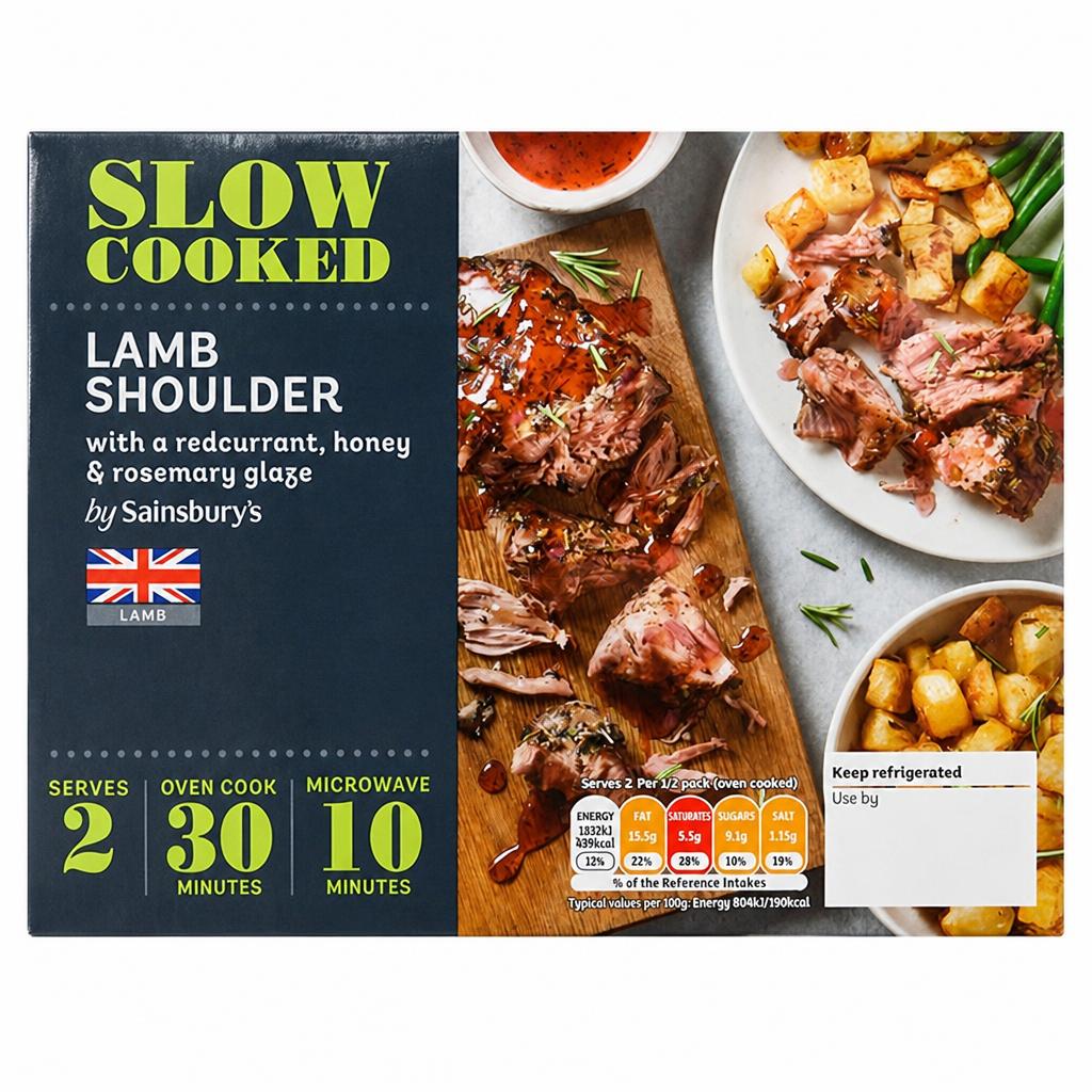 Sainsburys Slow Cooked Lamb Shoulder with a Redcurrant, Honey & Rosemary Glaze 400g (serves x2)