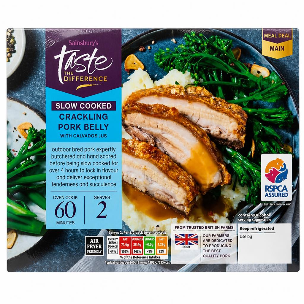 Sainsbury's Slow Cooked Crackling Pork Belly with Calvados Jus, Taste the Difference 560g