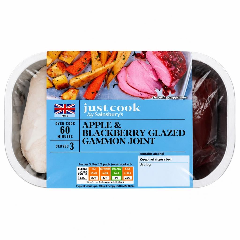 Sainsbury's Just Cook Apple & Blackberry British Gammon Joint 470g (Ready To Cook)