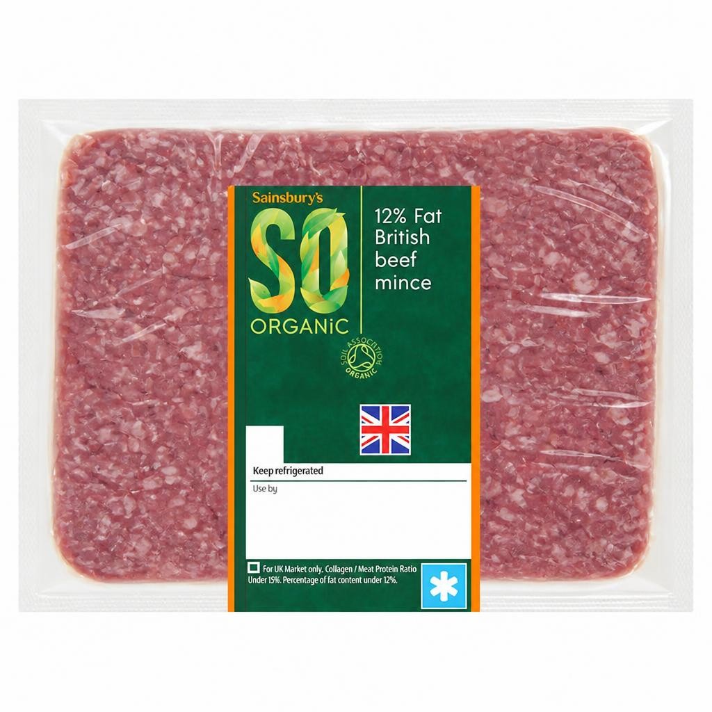 Sainsbury's Organic British Beef Mince 12% Fat 500g