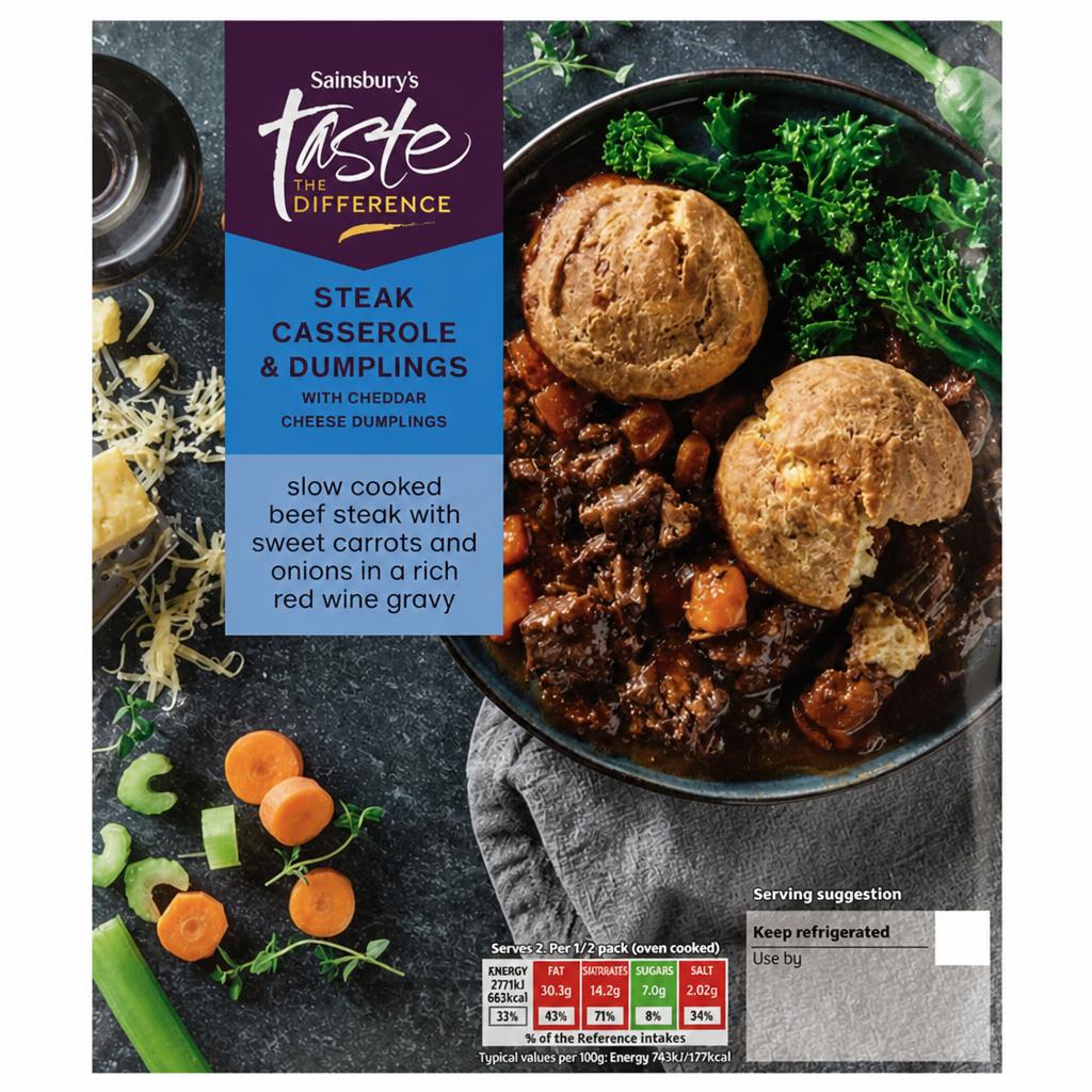 Sainsbury's Steak Casserole & Dumplings, Taste the Difference (Serves 2) 800g