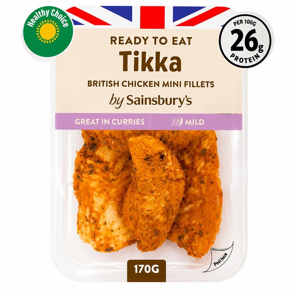 Sainsbury's Tikka Cooked British Chicken Mini Fillets 170g (ready to eat)