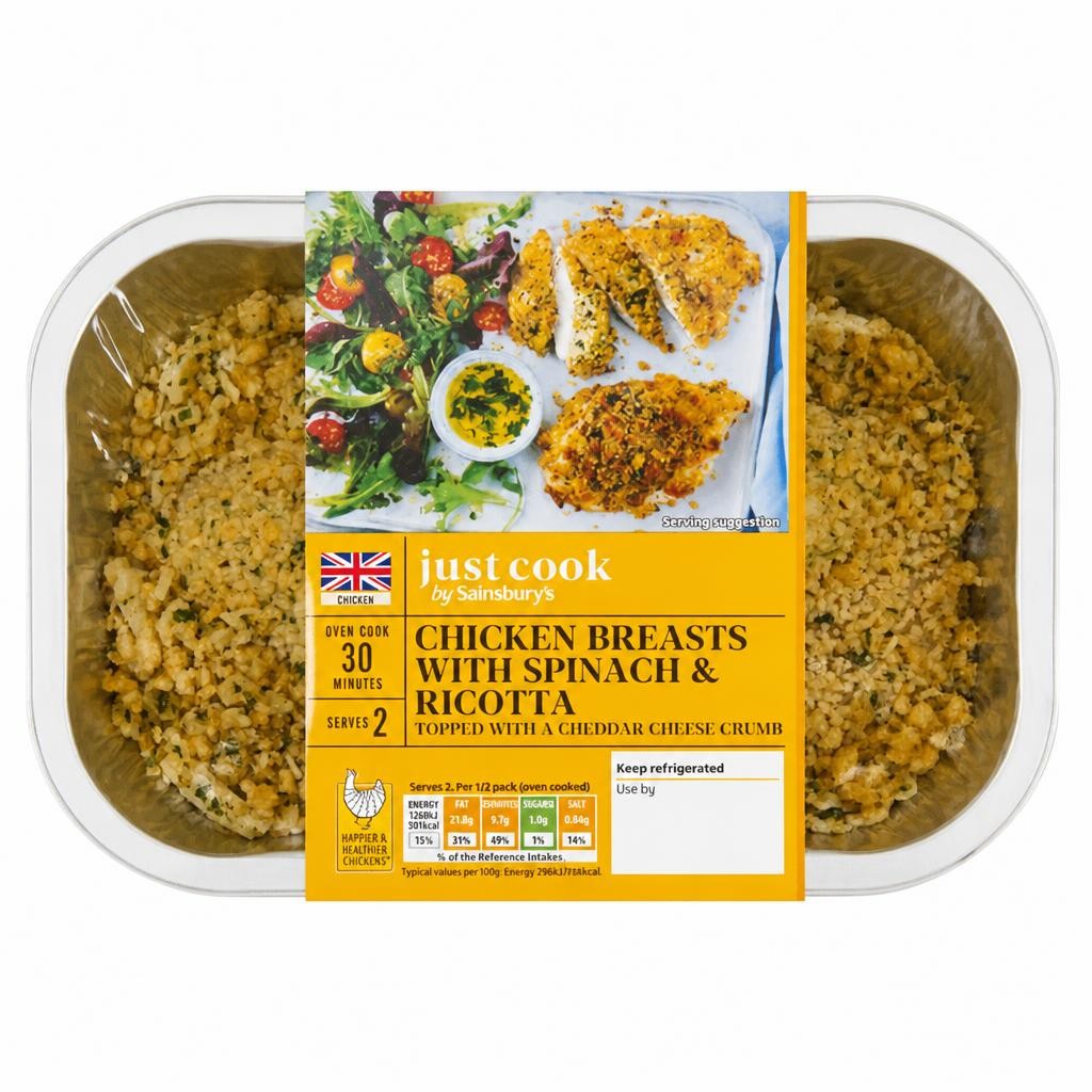 Sainsbury's Just Cook Chicken Breasts with Spinach & Ricotta 360g