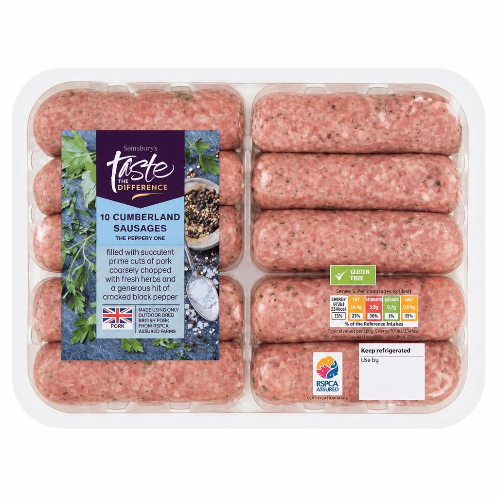 Sainsbury's Cumberland Sausages, Taste the Difference x10 667g