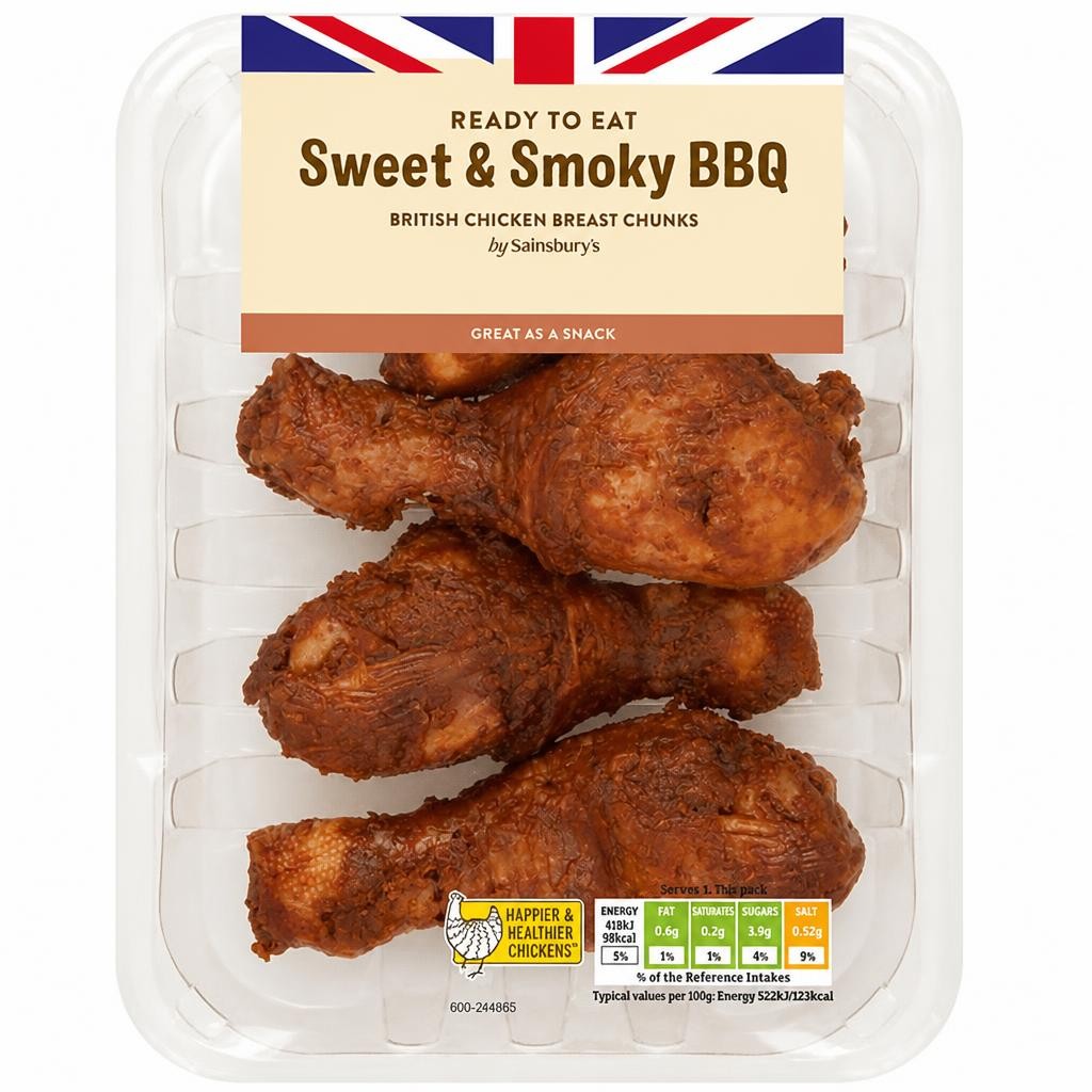 Sainsbury's Sweet & Smoky Cooked British Chicken Drumsticks 430g