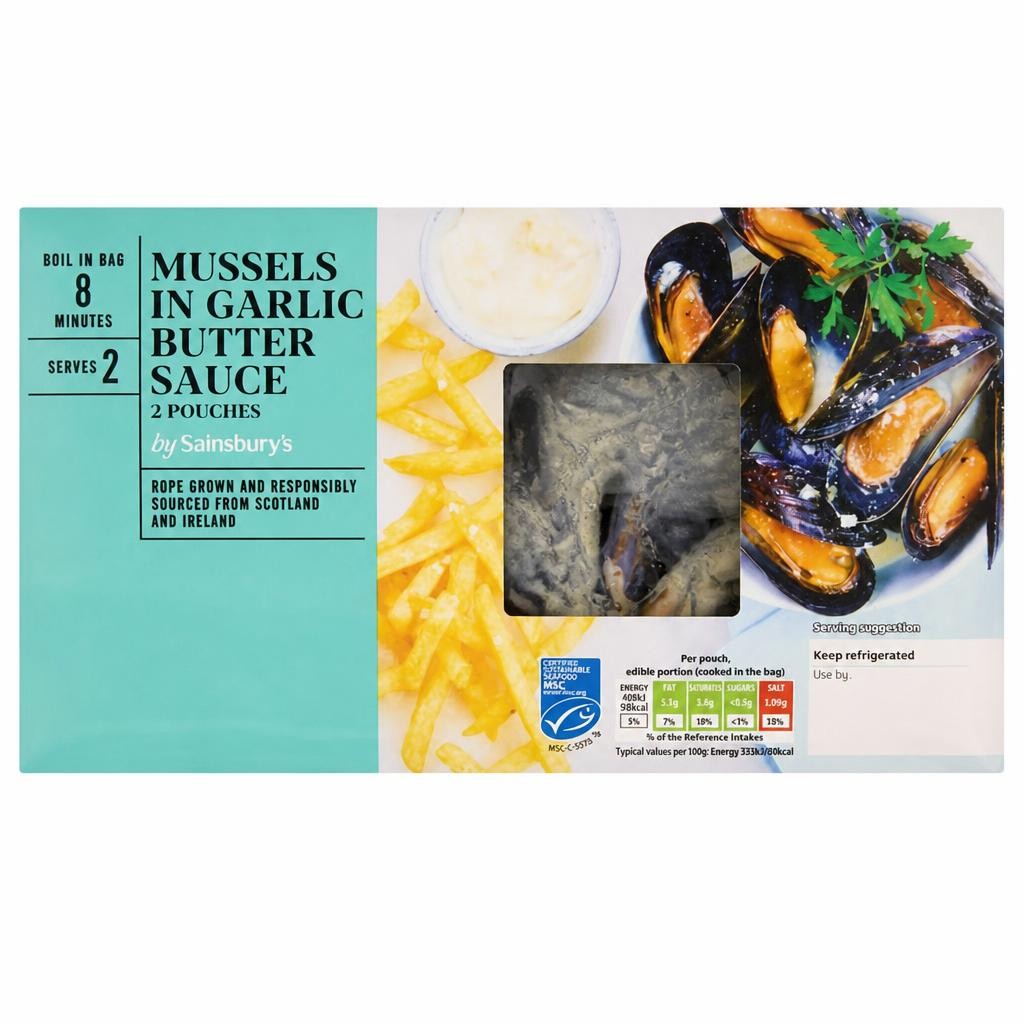Sainsbury's Scottish MSC Mussels in Garlic Butter 500g (Serves x2)
