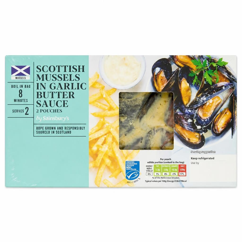 Sainsbury's Scottish MSC Mussels in Garlic Butter 500g (Serves x2)