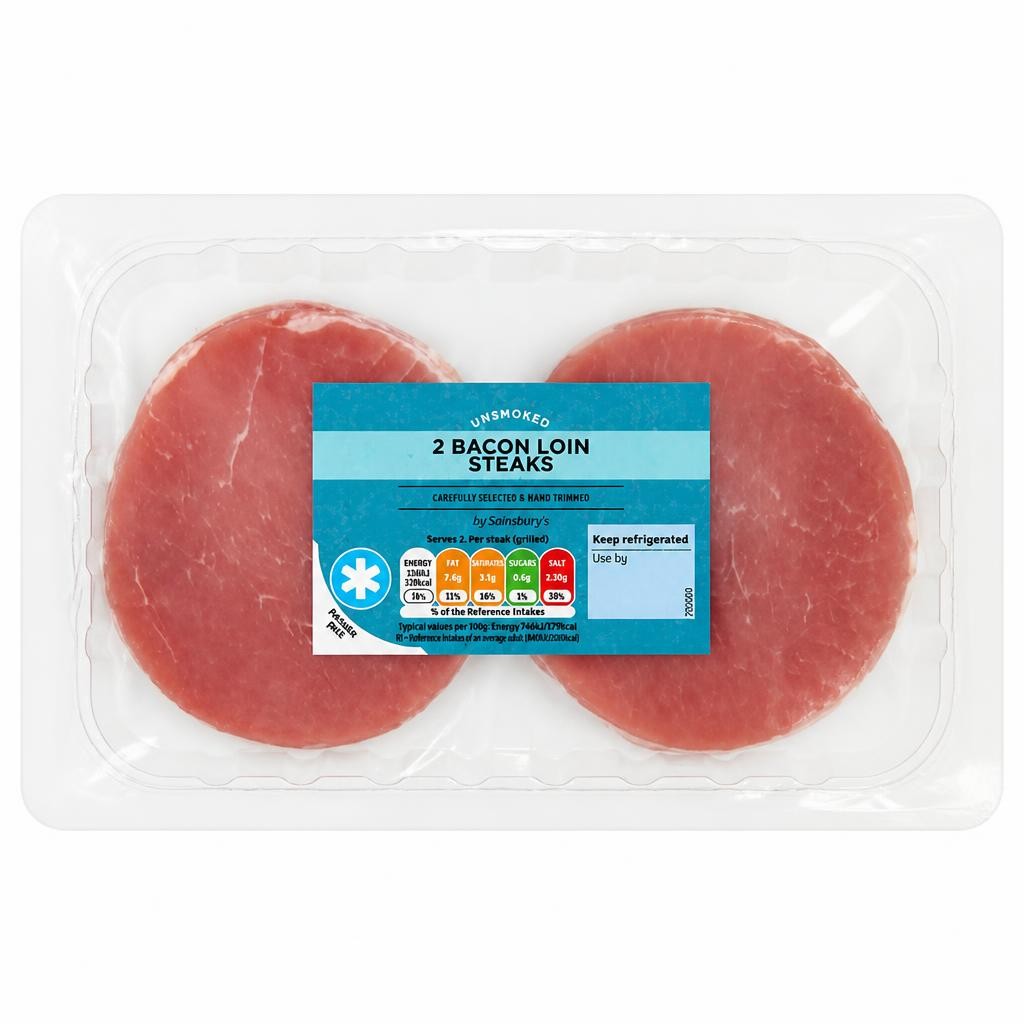Sainsbury's Unsmoked Bacon Loin Steaks x2 250g