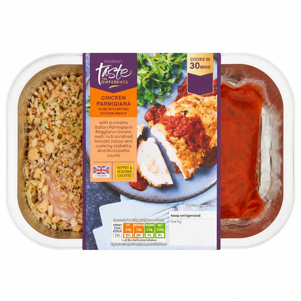 Sainsbury's Ready to Cook British Chicken Parmigiana with a Rich Tomato Sauce, Taste the Difference 420g