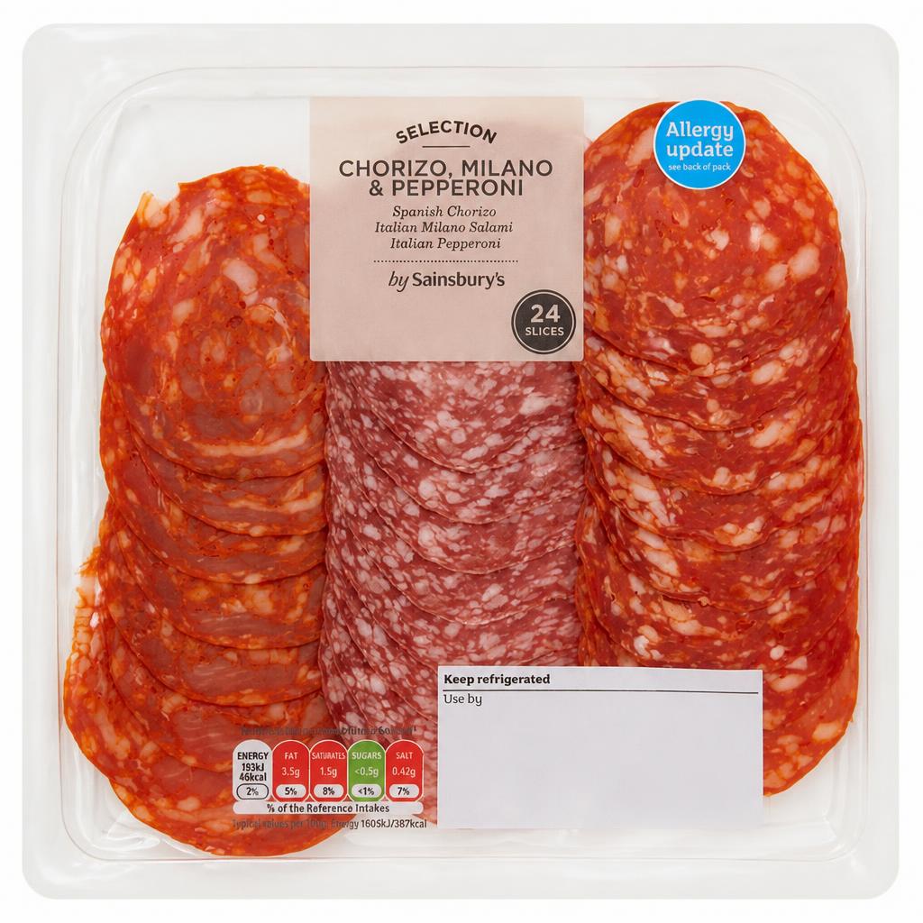 Sainsbury's Chorizo, Milano & Pepperoni Slices x24 120g