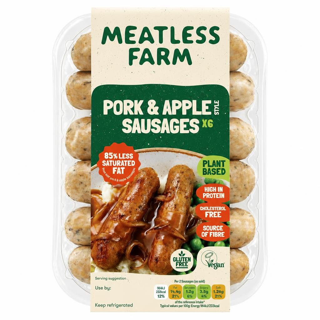 Meatless Farm Pork & Apple Style Sausages 300g