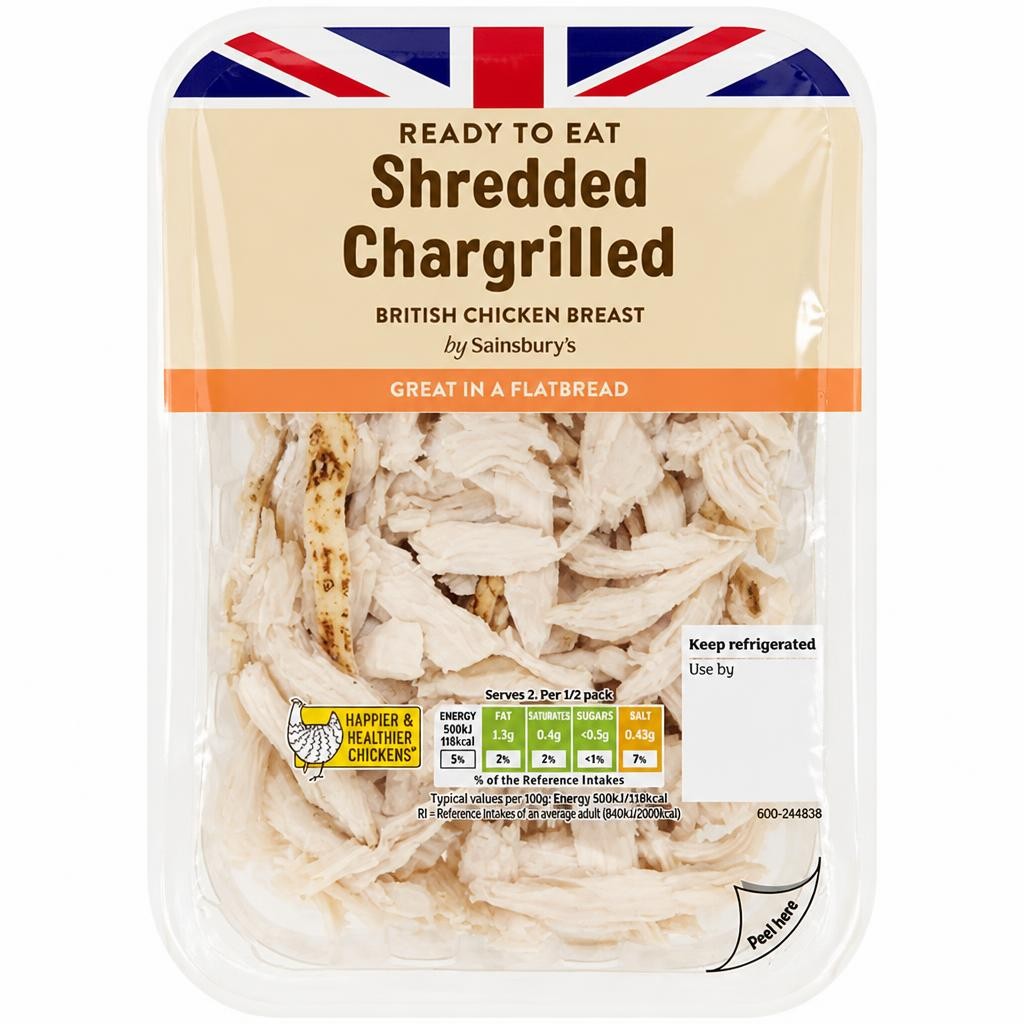 Sainsbury's Chargrilled Shredded British Chicken Breast 160g (Ready to Eat)
