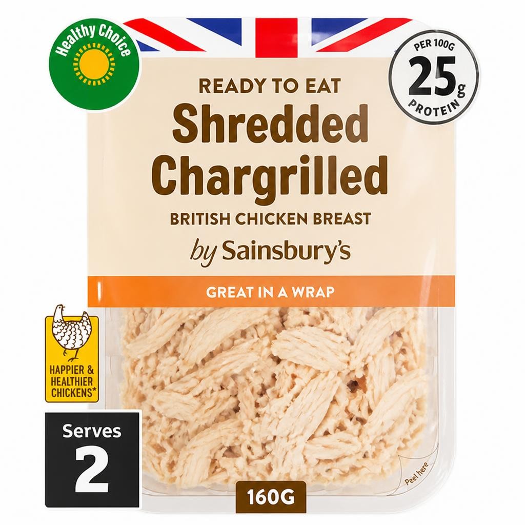 Sainsbury's Chargrilled Shredded British Chicken Breast 160g (Ready to Eat)
