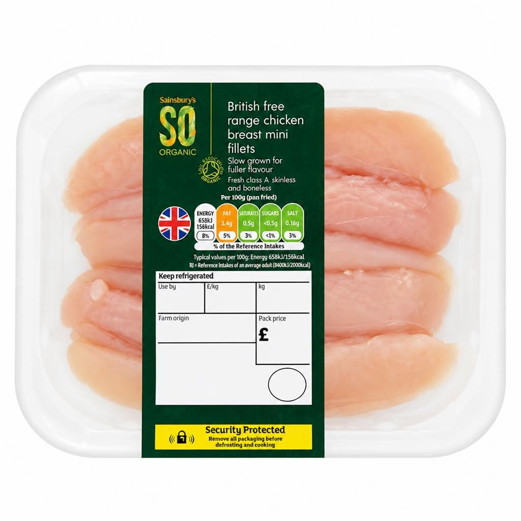 Sainsbury's (Approx. 240g) British Free Range Chicken Mini Fillets, SO Organic