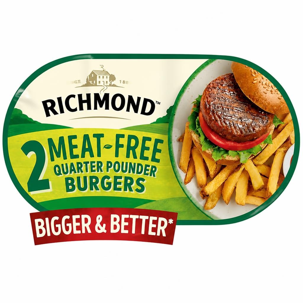 Richmond Vegan & Vegetarian Quarter Pounder Burgers x2 227g