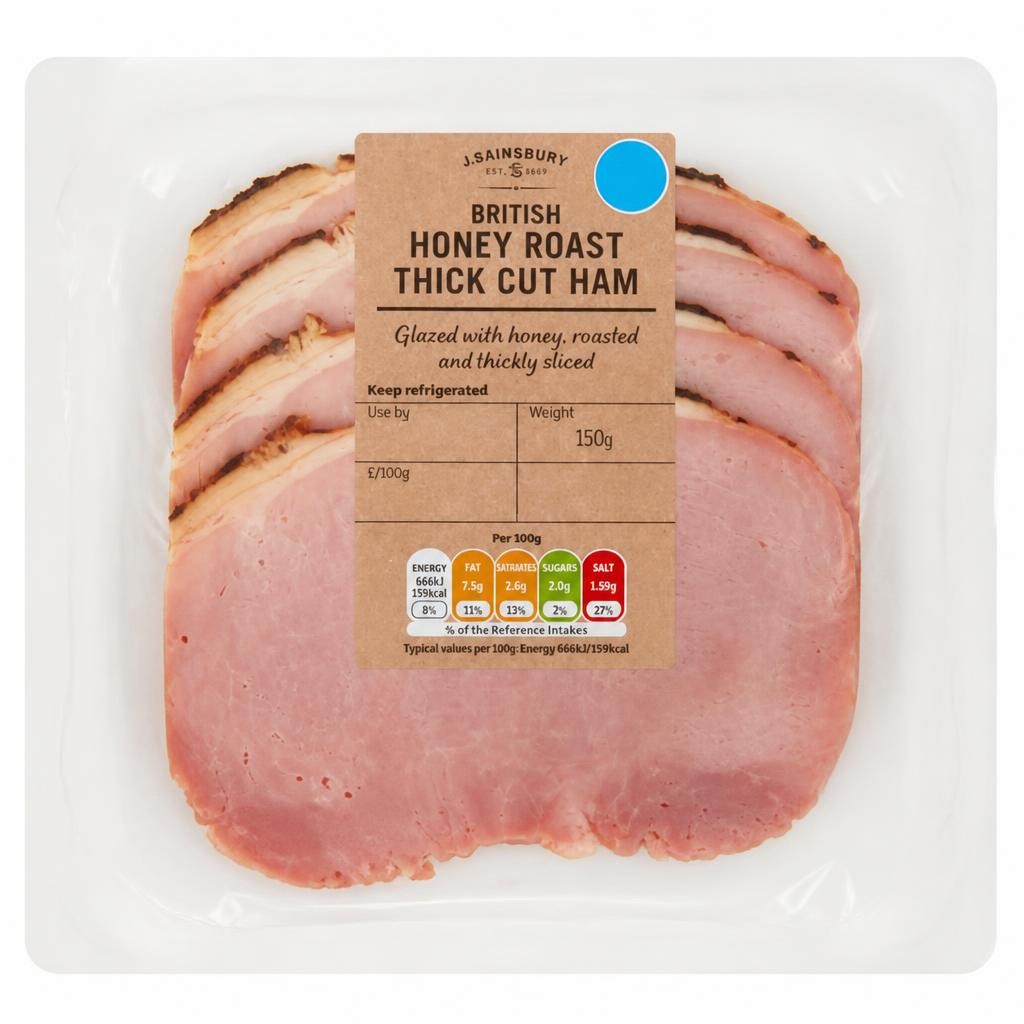 Sainsbury's British Honey Roast Thick Cut Ham 150g