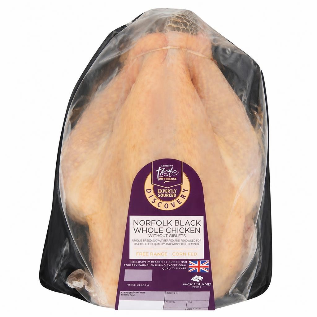 Sainsbury's (Approx. 1.65kg) Free Range Norfolk Black Corn Fed British Whole Chicken