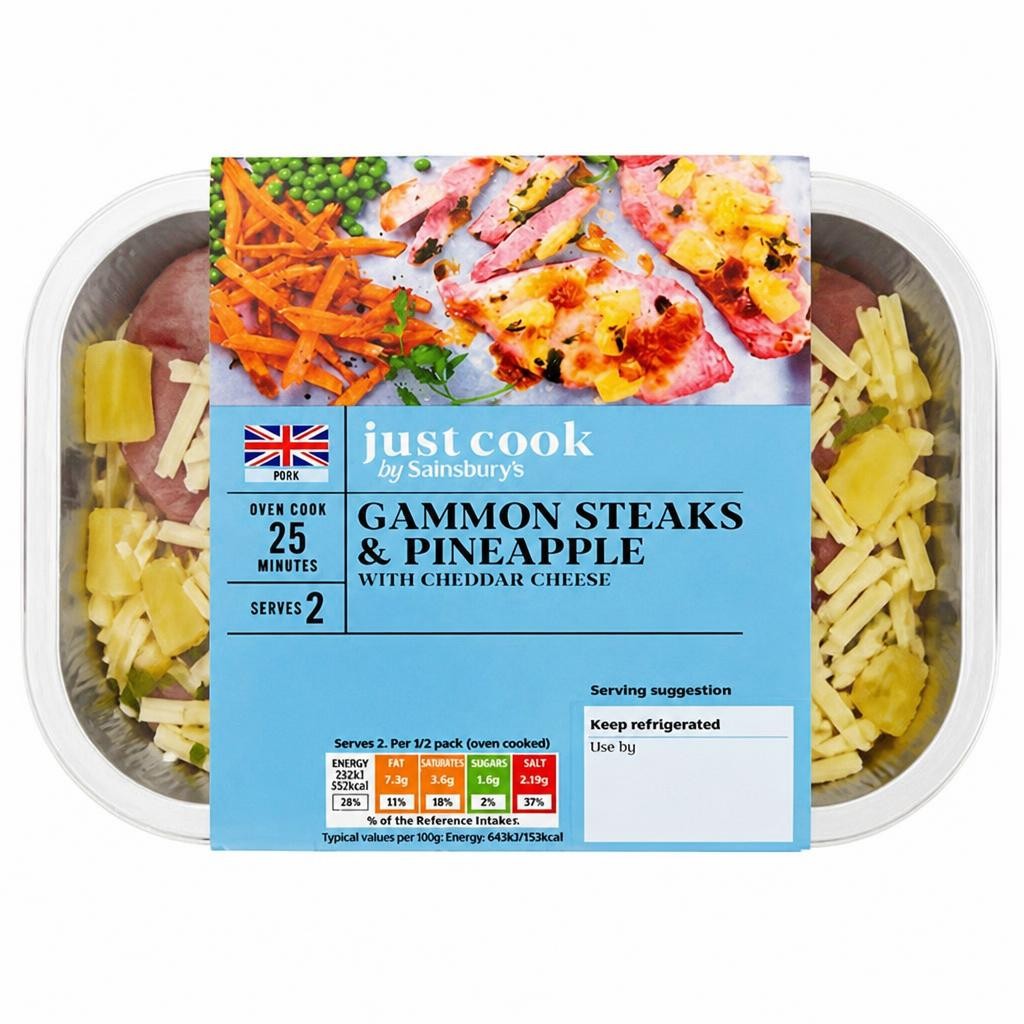 Sainsbury's Just Cook British Gammon Steaks Cheese & Pineapple x2 345g