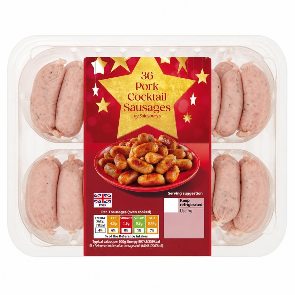 Sainsbury's Pork Cocktail Sausages x36 510g