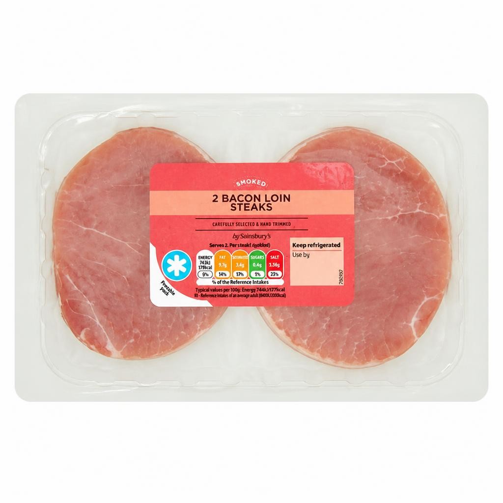 Sainsbury's Smoked Bacon Loin Steaks x2 250g
