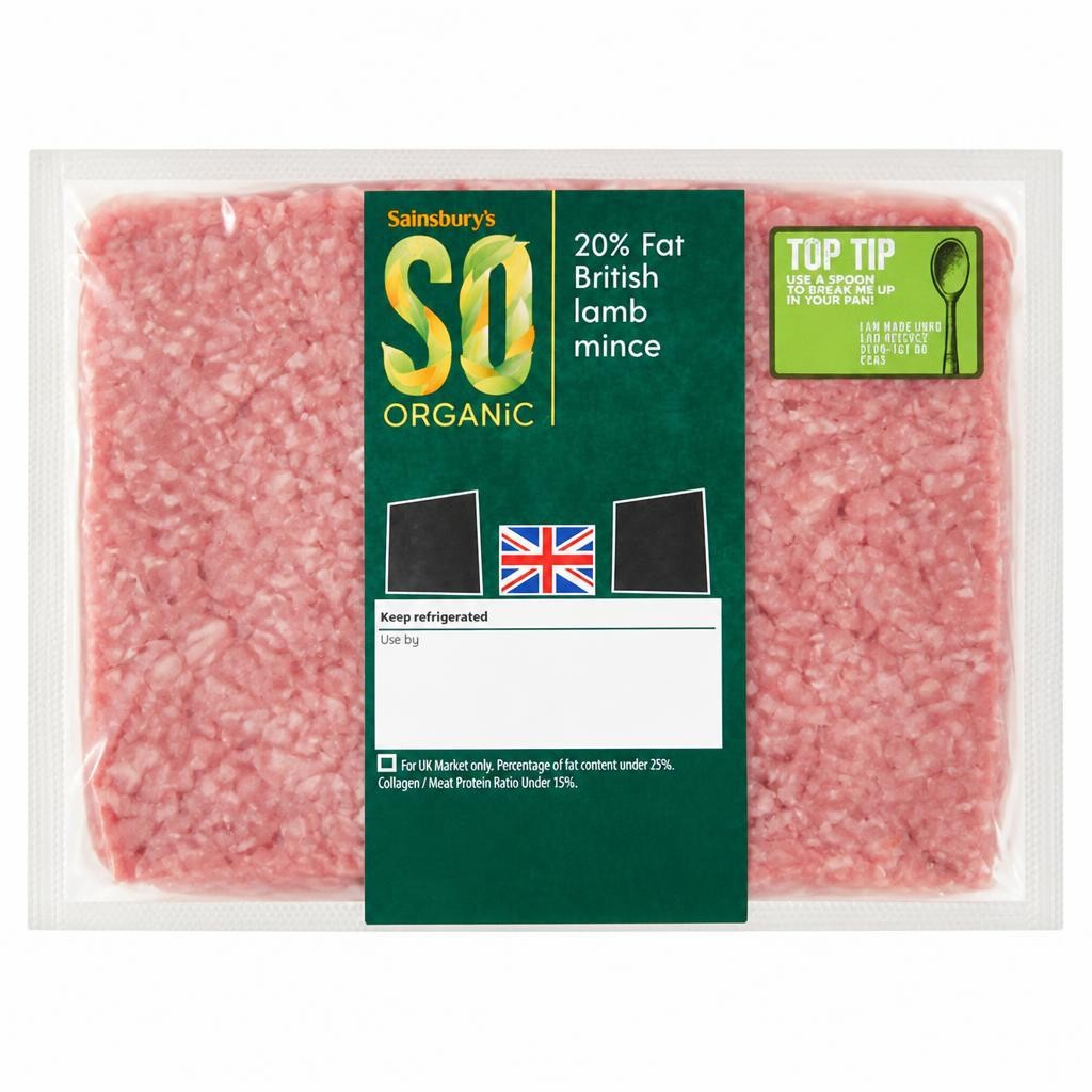 Sainsbury's 20% Fat British Lamb Mince, SO Organic 400g