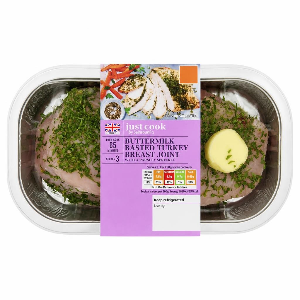 Sainsbury's Just Cook Buttermilk Basted British Turkey Breast Joint 470g (serves 2 to 3)
