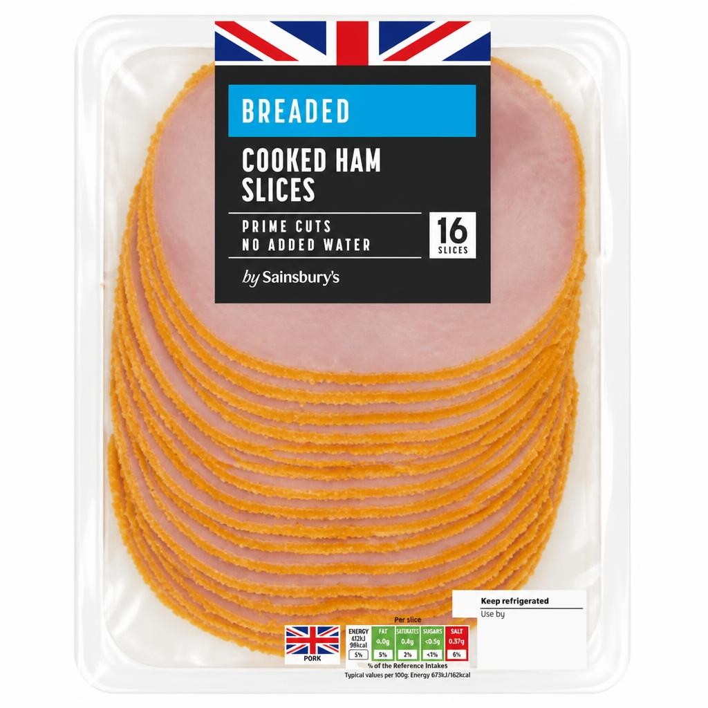 Sainsbury's 16 Breaded Cooked Ham Slices 375g