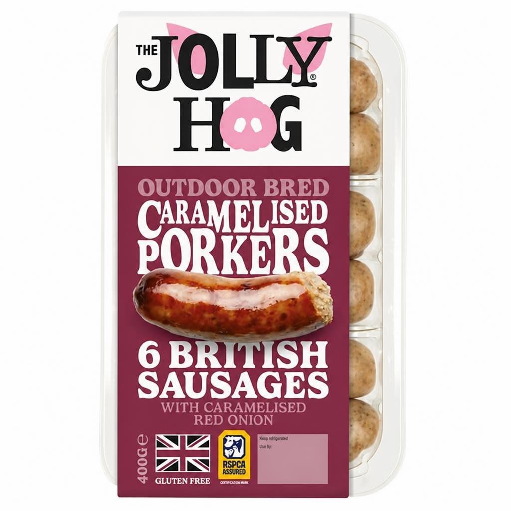 The Jolly Hog Pork & Caramelised Onion Sausages x6 400g