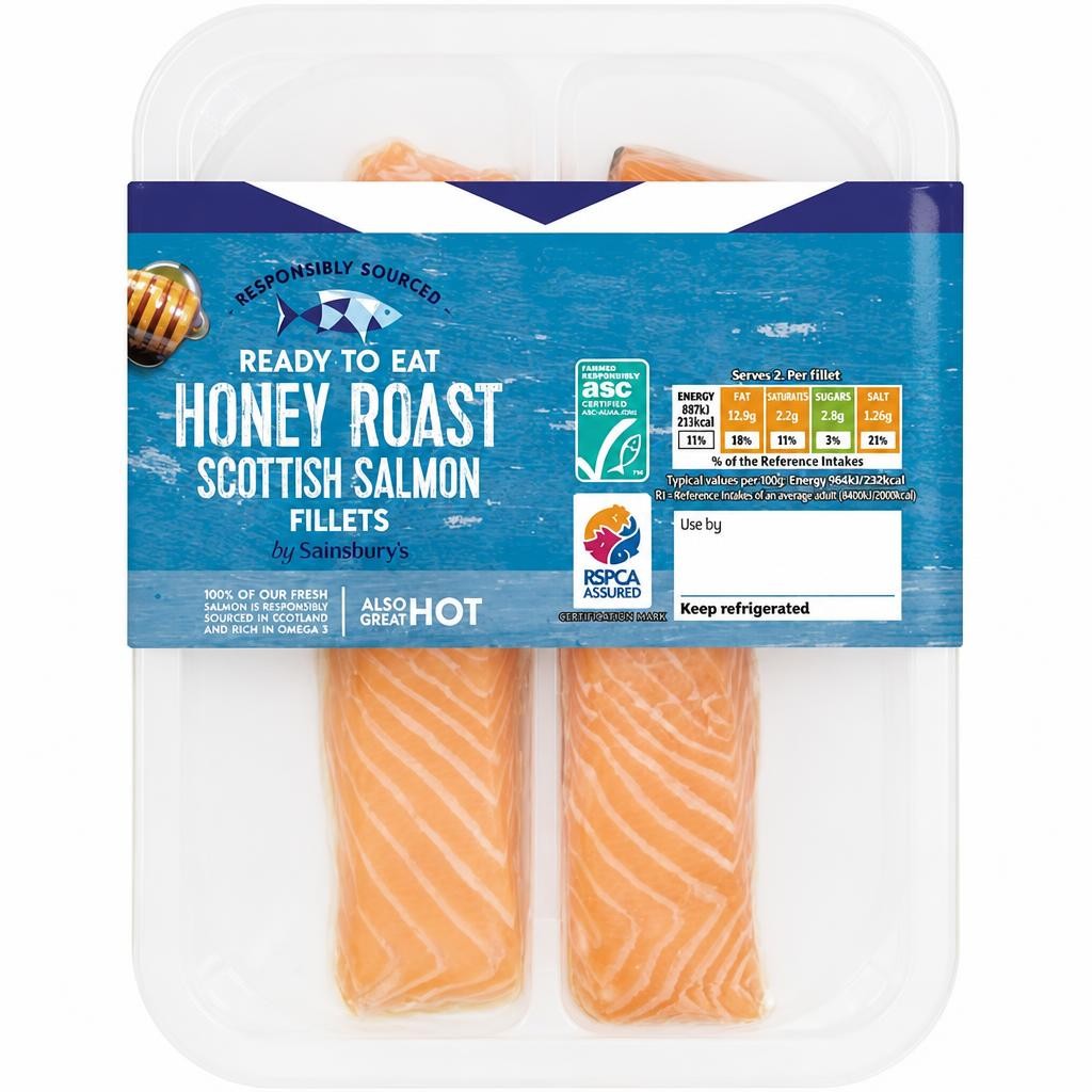Sainsbury's Honey Roast ASC Scottish Salmon Portions x2 180g (Ready to eat)