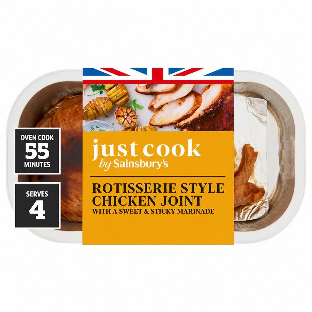 Sainsbury's Ready to Cook Rotisserie Style British Chicken Joint with a Sweet & Sticky Marinade 500g (serves 2 to 3)