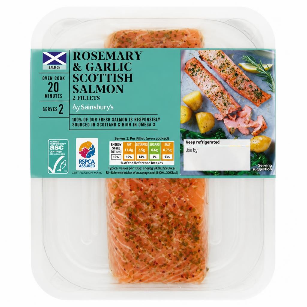 Sainsbury's Ready to Cook Rosemary & Garlic Scottish Salmon 220g