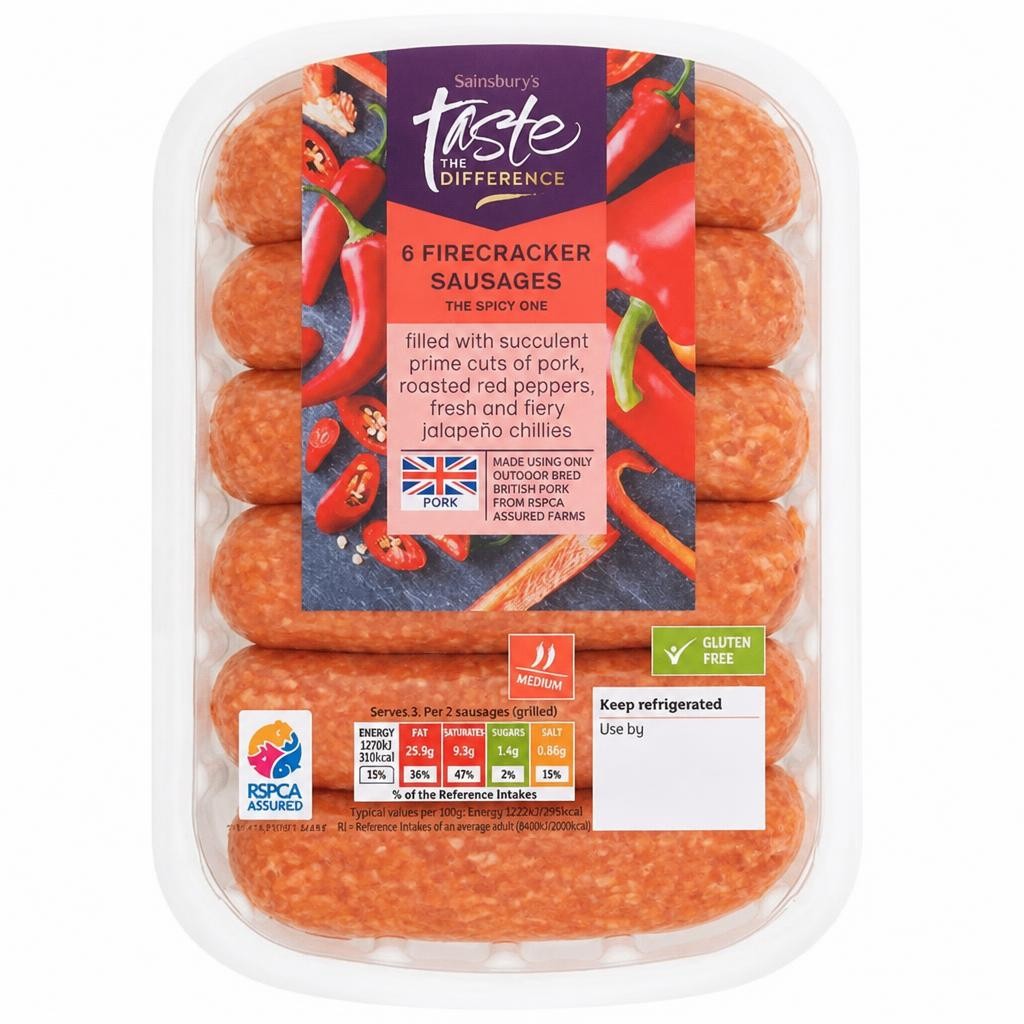 Sainsbury's Firecracker Sausages, Taste the Difference x6 400g