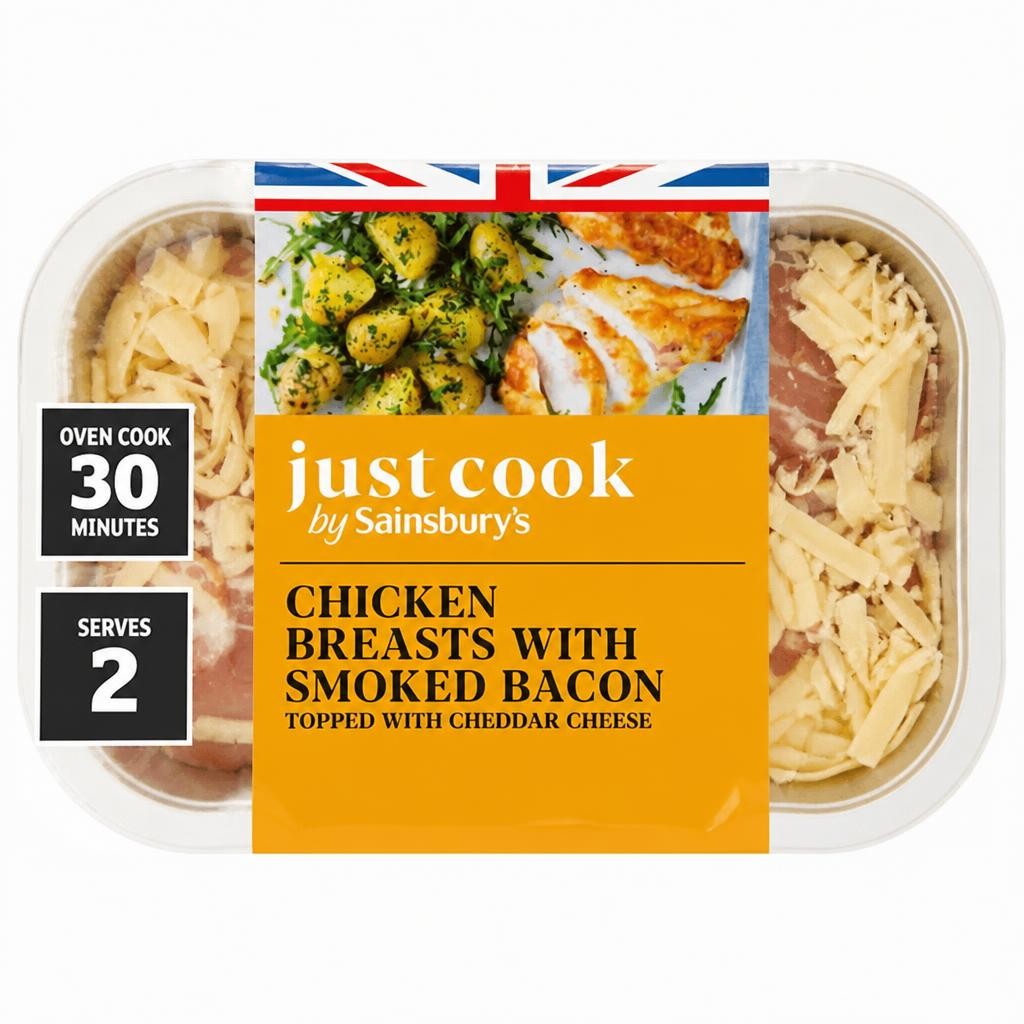 Sainsbury's Just Cook Chicken Breasts with Cheese & Bacon 310g