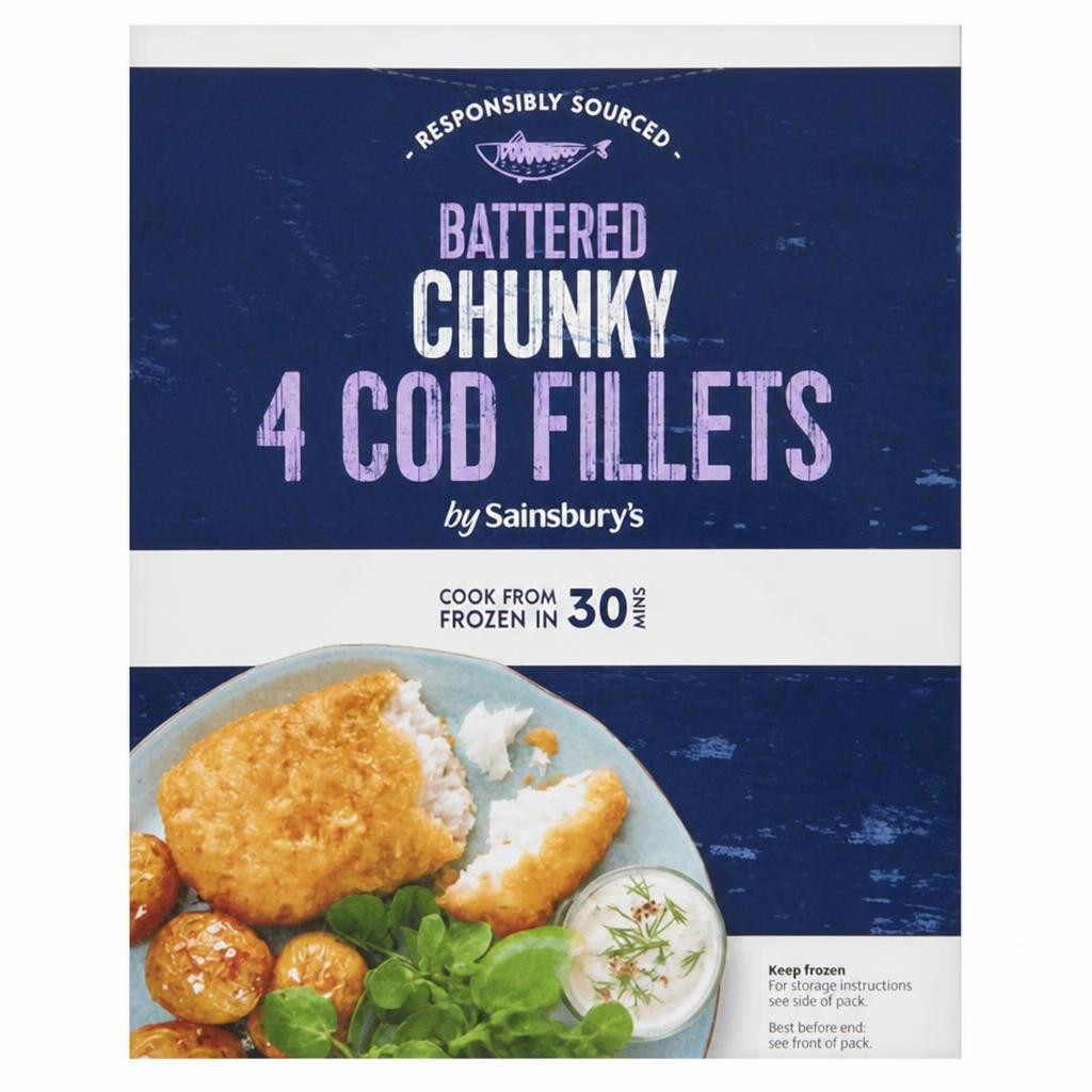 Sainsbury's Chunky Battered Cod x4 500g