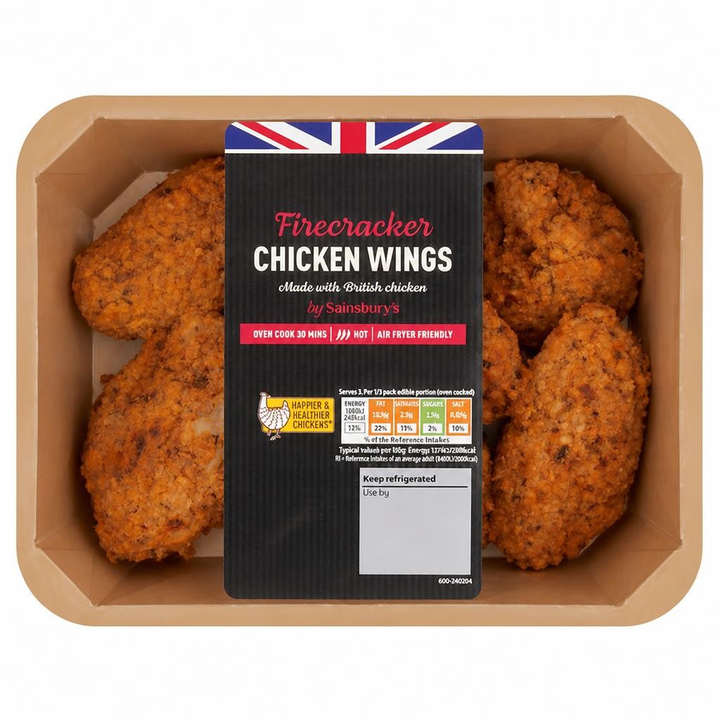 Sainsbury's Breaded Firecracker British Fresh Chicken Wings 500g