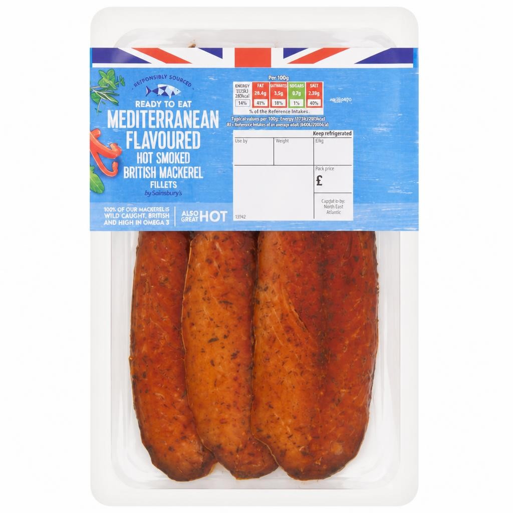 Sainsbury's (Approx. 215g) Ready to Eat Mediterranean Flavored Hot Smoked Mackerel Fillets