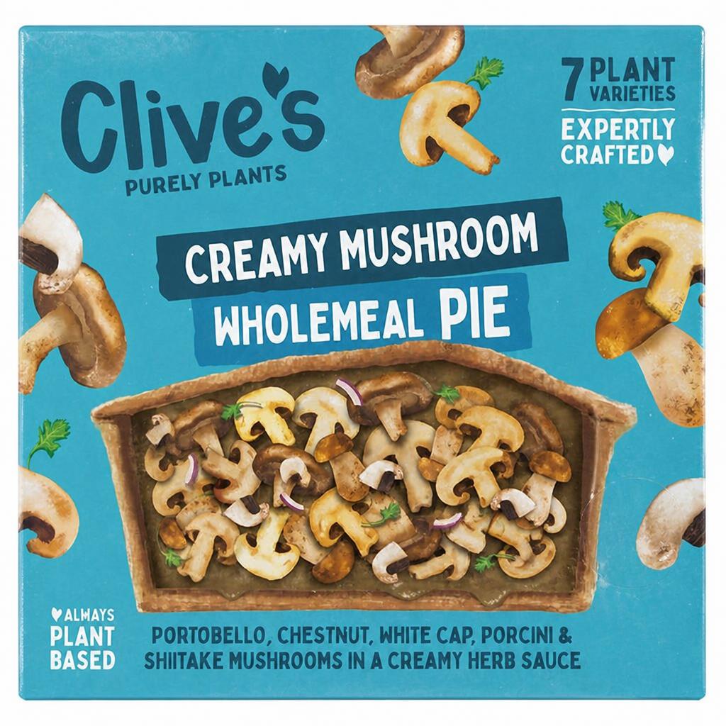 Clive's Purely Plants Creamy Mushroom Wholemeal Pie 235g