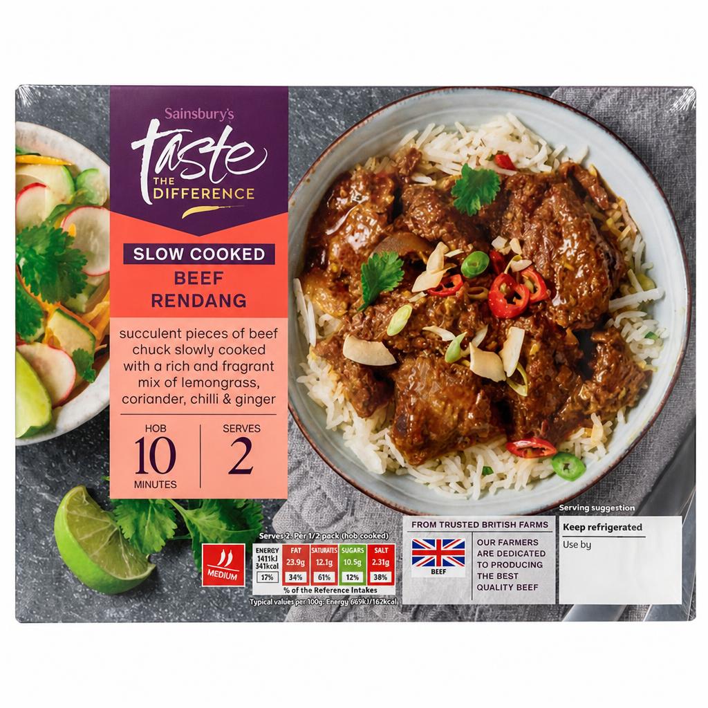 Sainsbury's Slow Cooked British Beef Rendang, Taste the Difference 555g (serves 2)