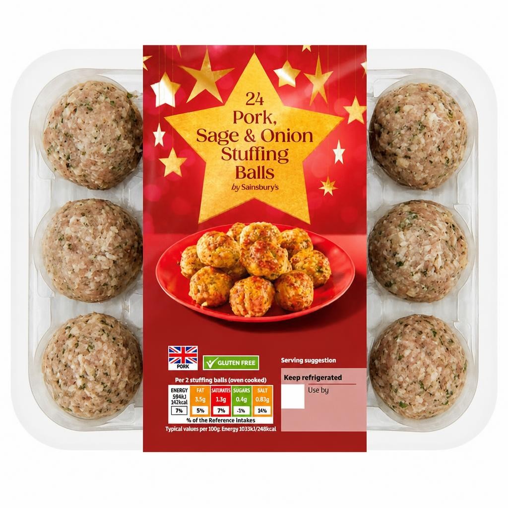 Sainsbury's Pork Sage & Onion Stuffing Balls x24 720g