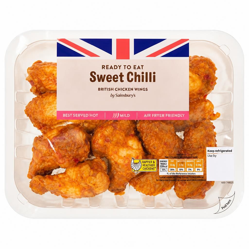 Sainsbury's Sweet Chilli Cooked British Chicken Wings 525g