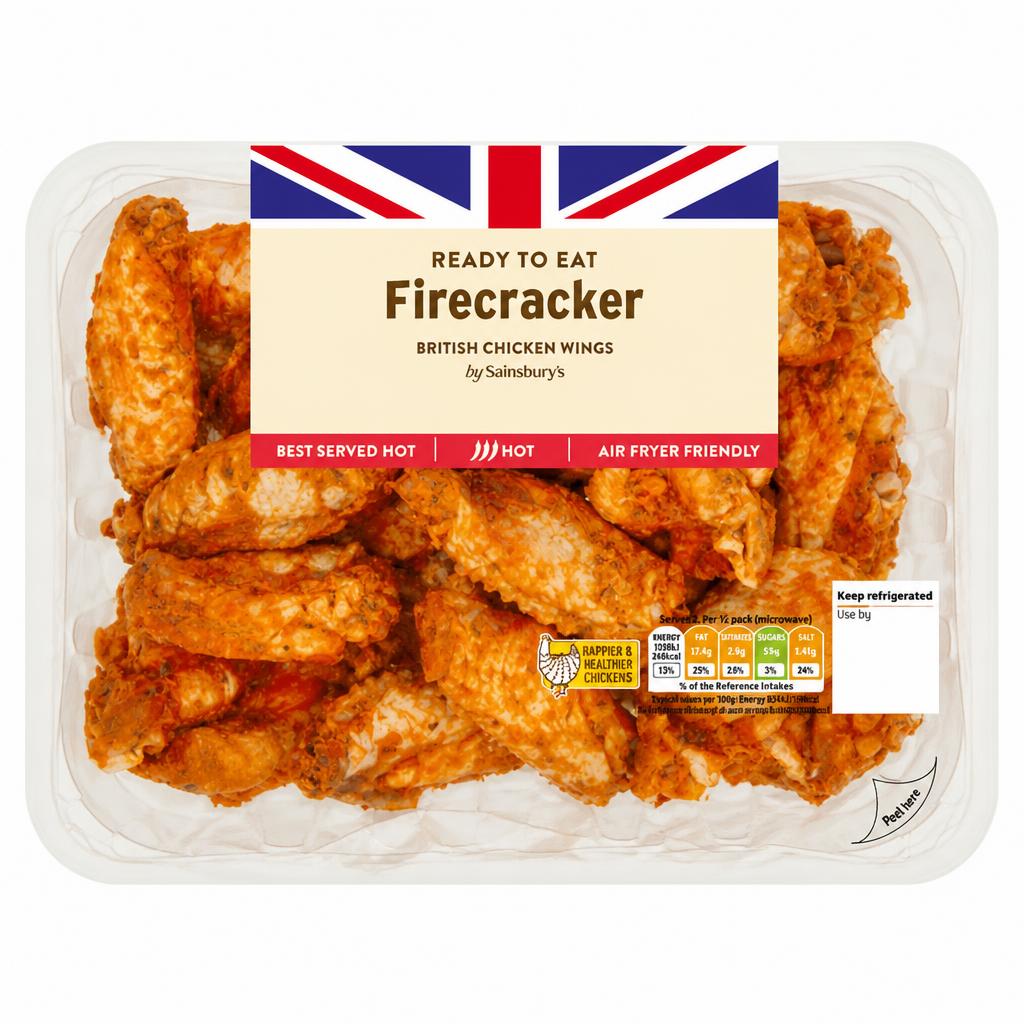 Sainsbury's Firecracker Cooked British Chicken Wings 525g (ready to eat)