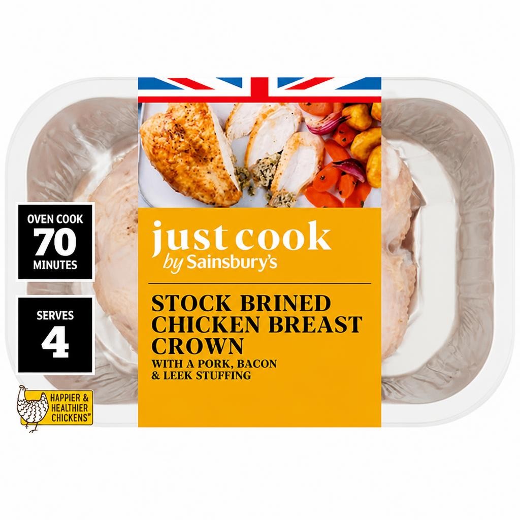 Sainsbury's Stock Brined British Chicken Breast Stuffed Crown 660g (serves 3 to 4)