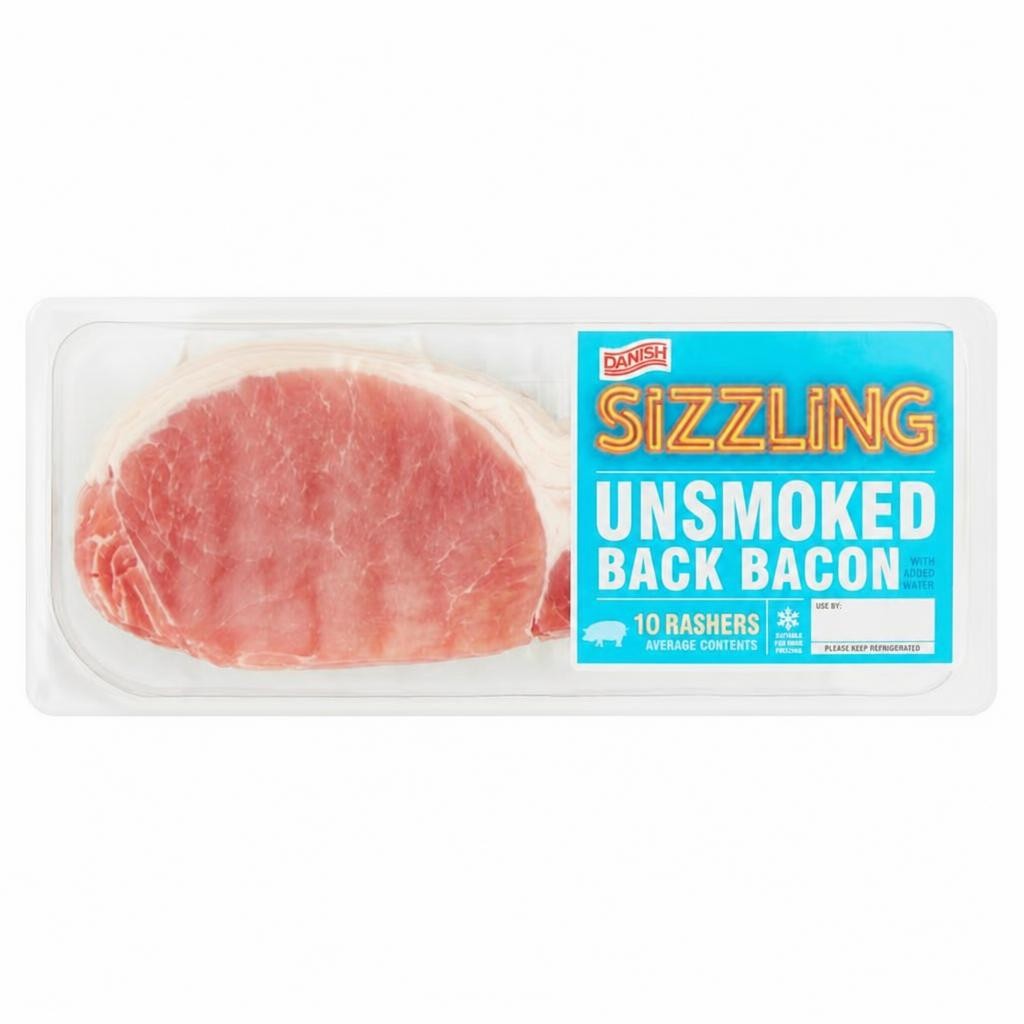 Sizzling Danish Unsmoked Back Bacon 300g