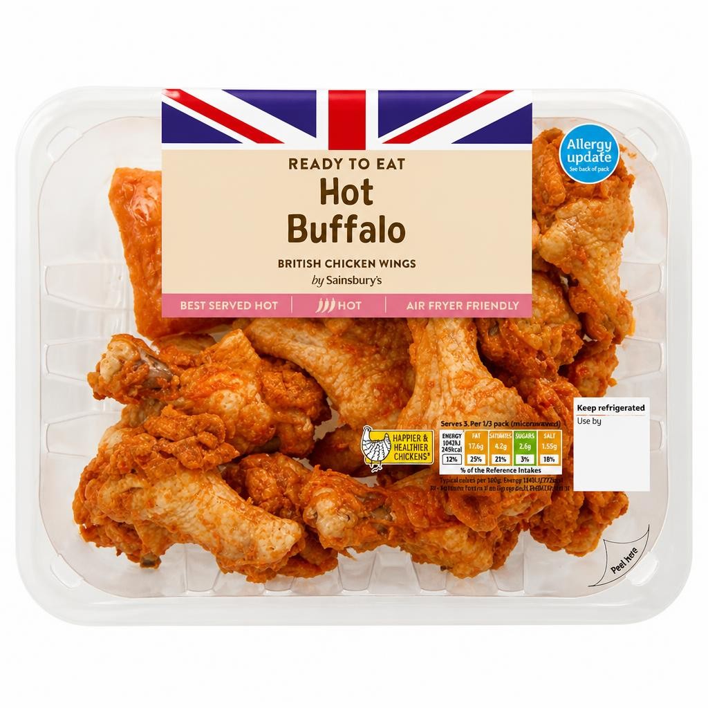 Sainsbury's Hot Buffalo Cooked British Chicken Wings 525g